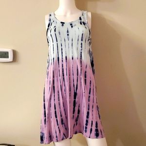 Boho Daze tie dyed summer dress, M, blues and purples, soft, great shape